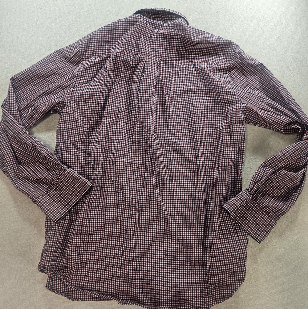 Scott Barber Button Down Shirt Large Red Blue Check Cotton - Picture 5 of 5